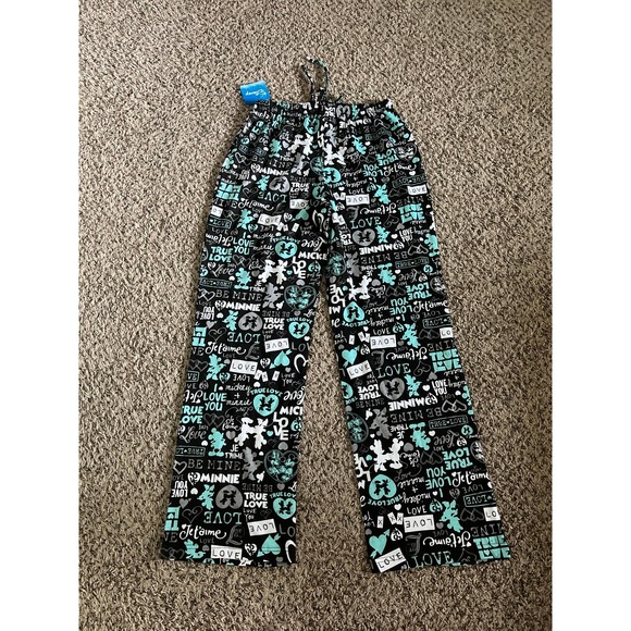 NWT Disney Women's Black Mickey & Minnie True Love Pajama‎ Pants Size Medium - Picture 6 of 8